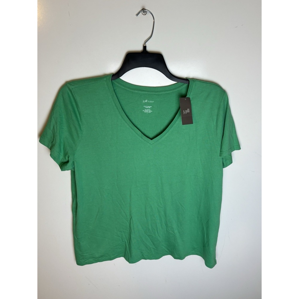 J. Jill Sleep Ultrasoft V-neck T-Shirt Womens Large Green Comfort Stretch NWT